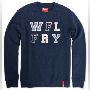 Rare Chick-Fil-A WFL FRY Waffle Fry Patch Sweatshirt Varsity Navy Blue Textured
